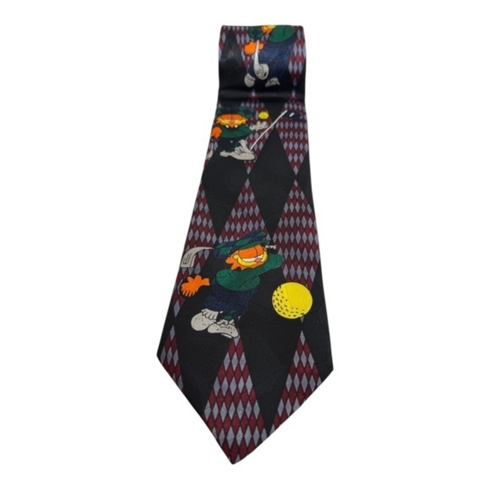 Novelties Mens Necktie Garfield Golf Novelty Black 3-1/2" Wide